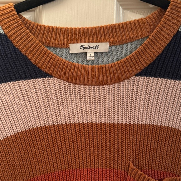 Madewell Thompson Pocket Crewneck Sweater in Rainbow Stripe - Picture 5 of 10